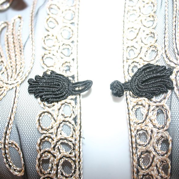 Jin Xiu Black and Gold Soutache Ribbon Embroidered Lace Vest R-498 - Picture 10 of 10